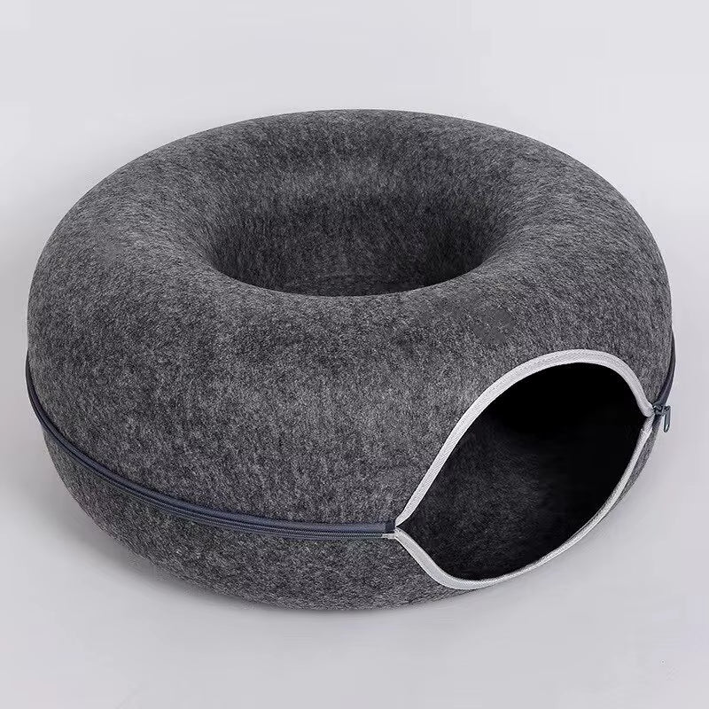 Donut Cat Bed Pet Cat Tunnel Interactive Game Toy Cat Bed Dual-Use Indoor Toy Kitten Sports Equipment Cat Training Toy Cat House