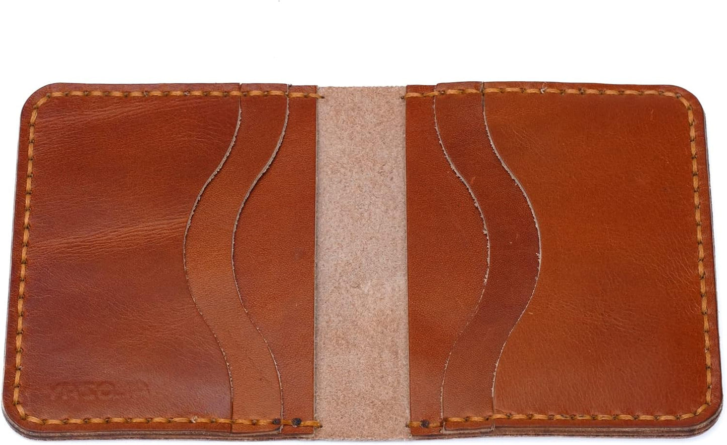 Minimalist Slim Foldable Wallet, Handmade Full Grain Minimalist Leather Wallet for Men, Hand-Stitched, Slim Wallet for Men, Leather Wallet (Tan)