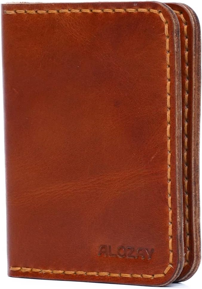 Minimalist Slim Foldable Wallet, Handmade Full Grain Minimalist Leather Wallet for Men, Hand-Stitched, Slim Wallet for Men, Leather Wallet (Tan)