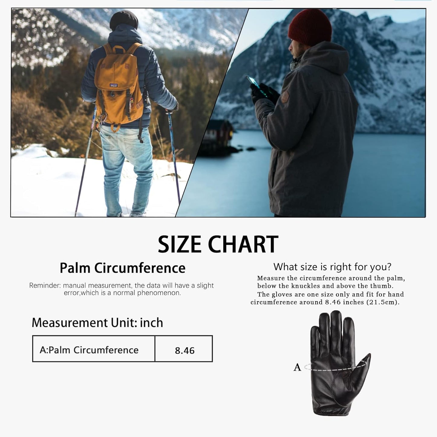 Men Leather Touchscreen Gloves Winter Driving Warm Wrist Gloves