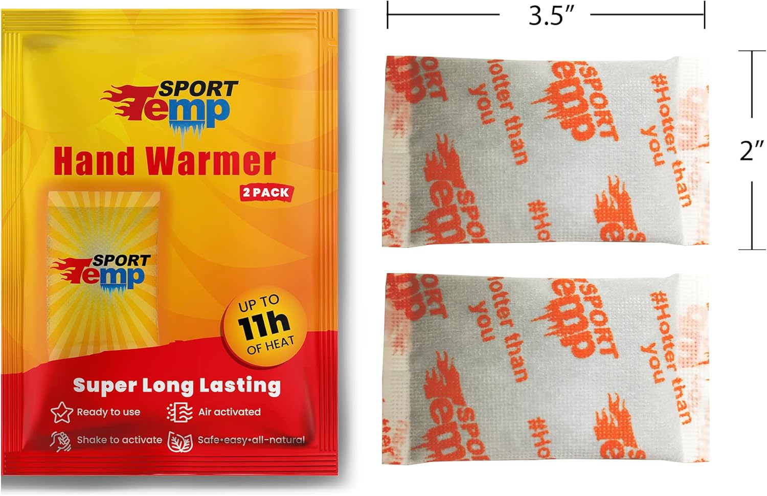 Hand Warmers - up to 11 Hours of Heat, Super Long Lasting - Easy, All Natural - Air Activated, for Body, Hands & Toes - Odorless Hot Hand Warmer -