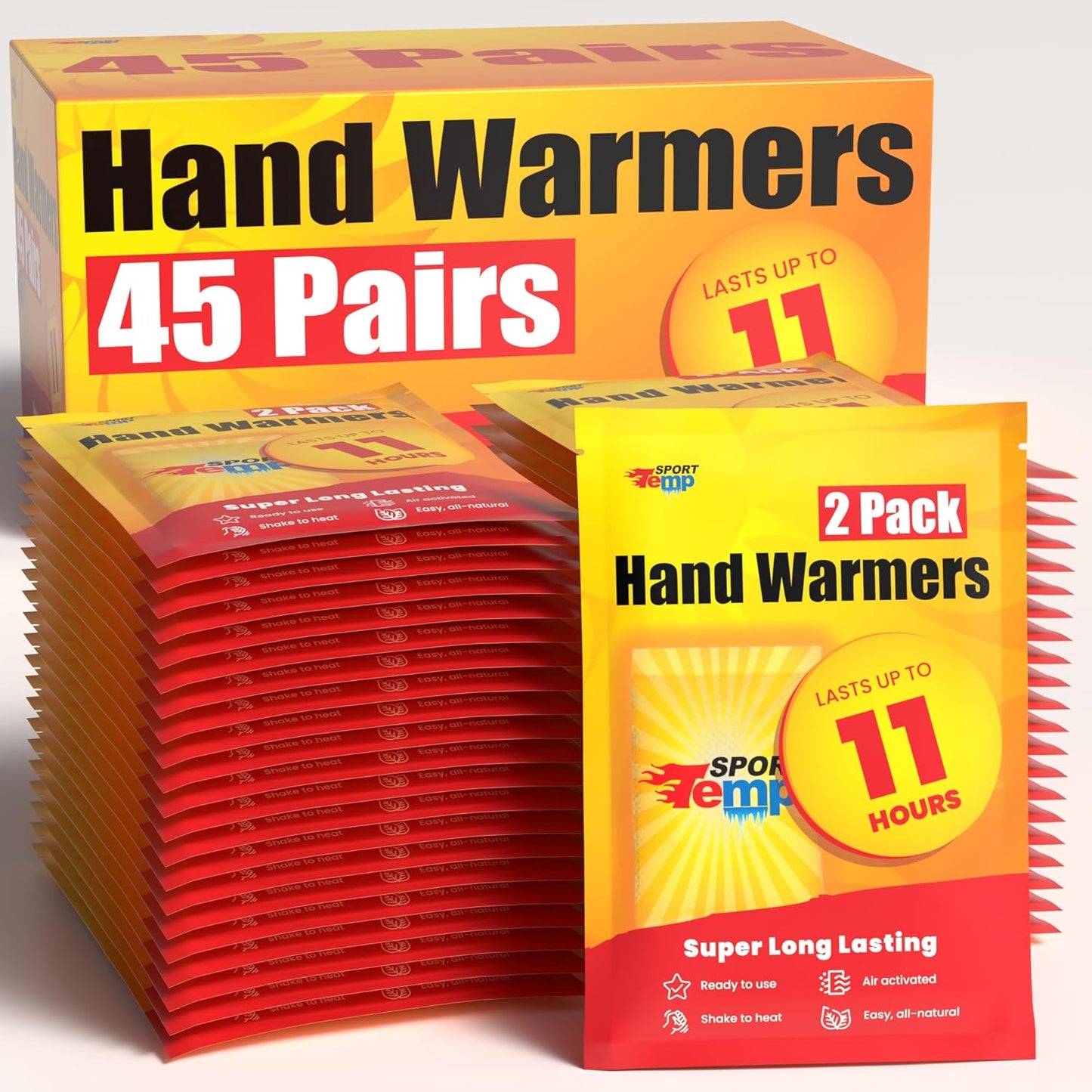 Hand Warmers - up to 11 Hours of Heat, Super Long Lasting - Easy, All Natural - Air Activated, for Body, Hands & Toes - Odorless Hot Hand Warmer -