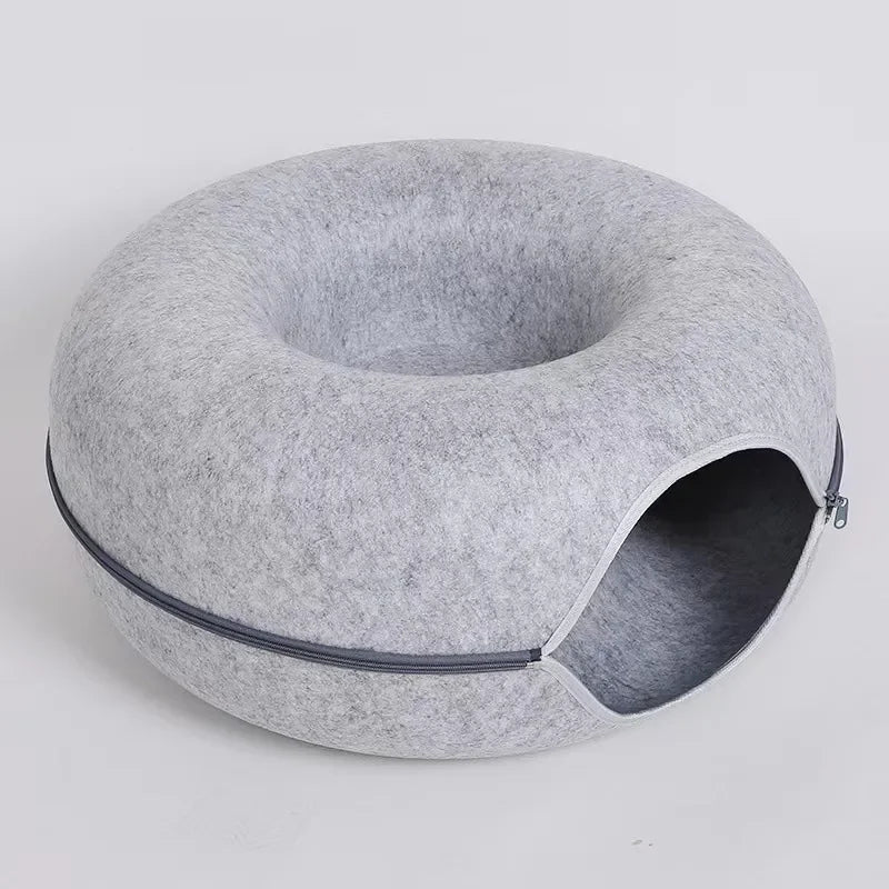 Donut Cat Bed Pet Cat Tunnel Interactive Game Toy Cat Bed Dual-Use Indoor Toy Kitten Sports Equipment Cat Training Toy Cat House