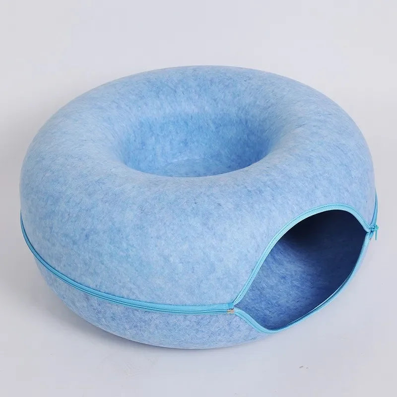 Donut Cat Bed Pet Cat Tunnel Interactive Game Toy Cat Bed Dual-Use Indoor Toy Kitten Sports Equipment Cat Training Toy Cat House