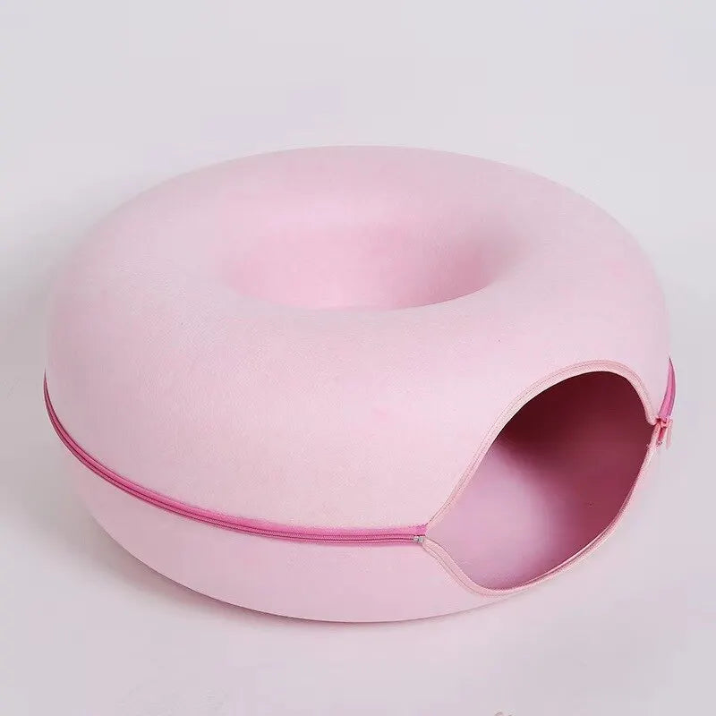 Donut Cat Bed Pet Cat Tunnel Interactive Game Toy Cat Bed Dual-Use Indoor Toy Kitten Sports Equipment Cat Training Toy Cat House