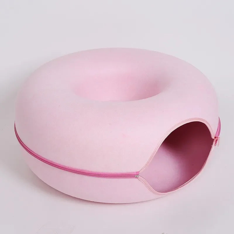 Donut Cat Bed Pet Cat Tunnel Interactive Game Toy Cat Bed Dual-Use Indoor Toy Kitten Sports Equipment Cat Training Toy Cat House