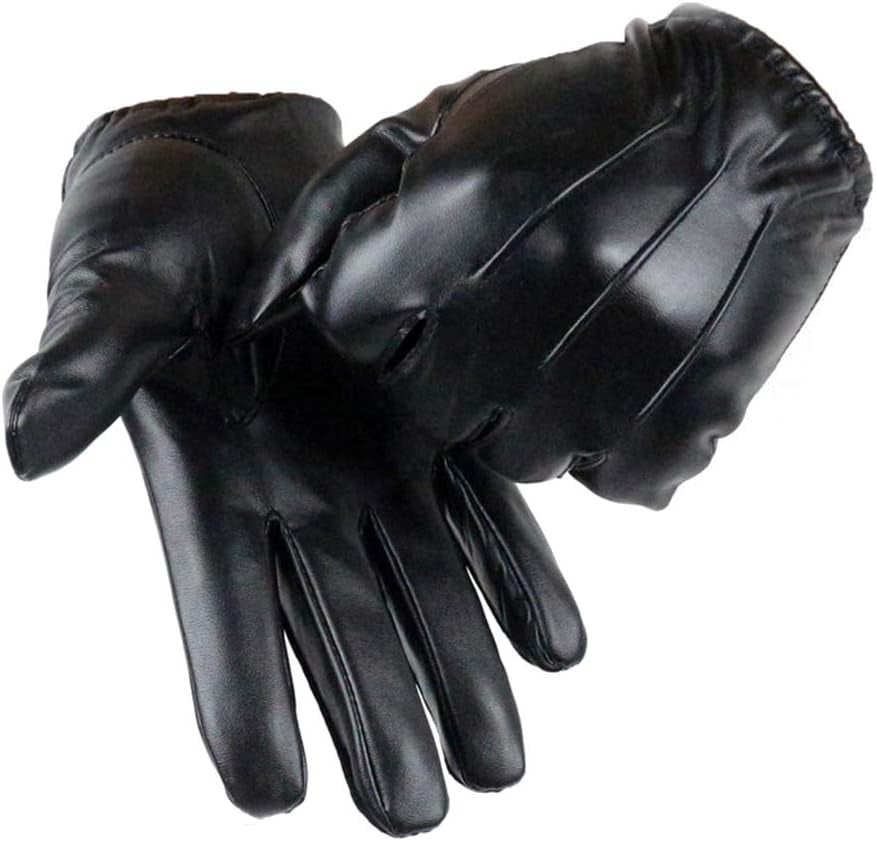 Men Leather Touchscreen Gloves Winter Driving Warm Wrist Gloves