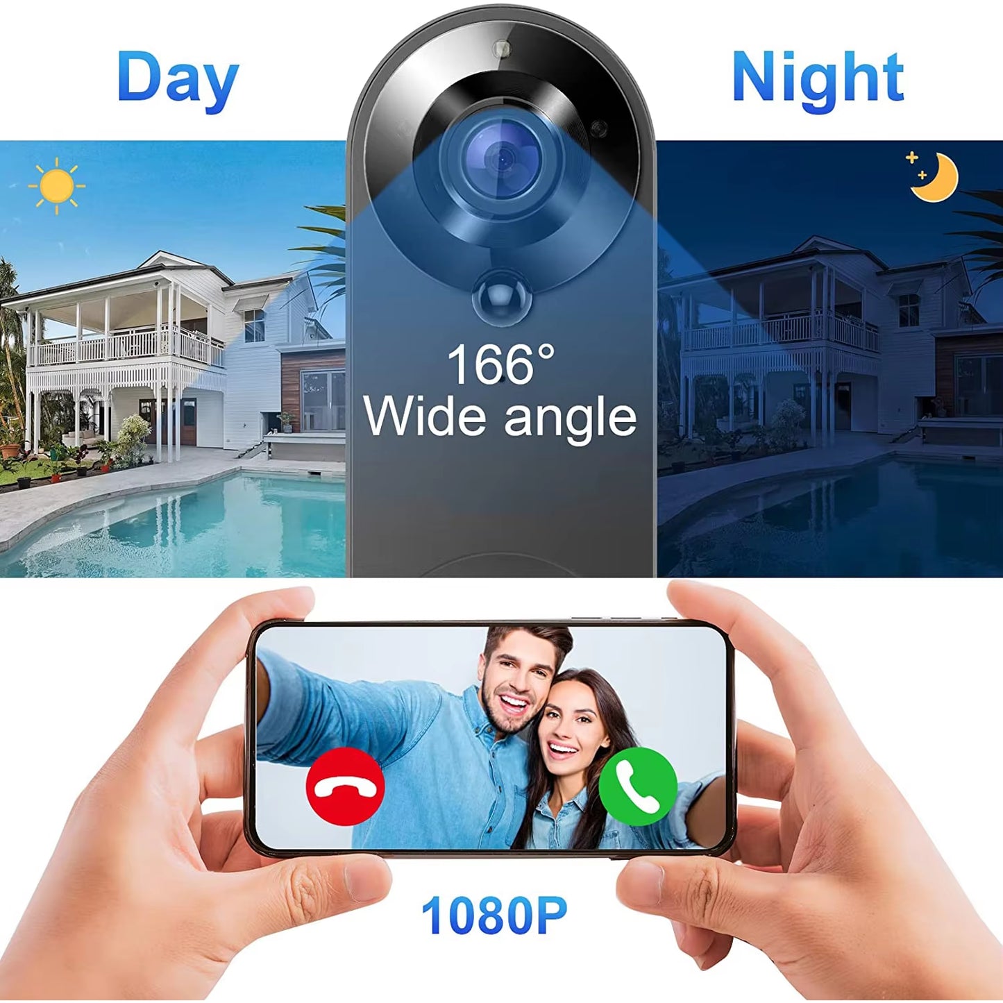 1080P Wireless Video Doorbell Camera Wifi Smart Door Bell 